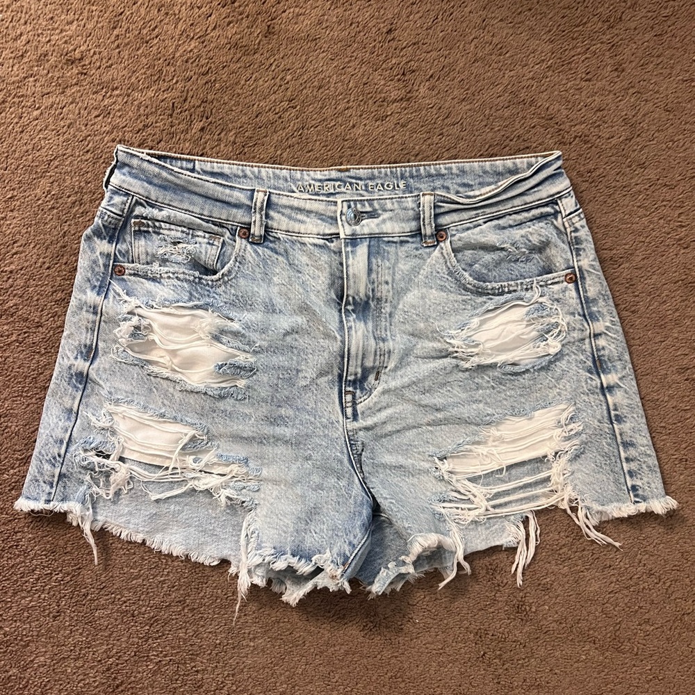 American Eagle Outfitters Ripped Light Blue Jean Shorts
